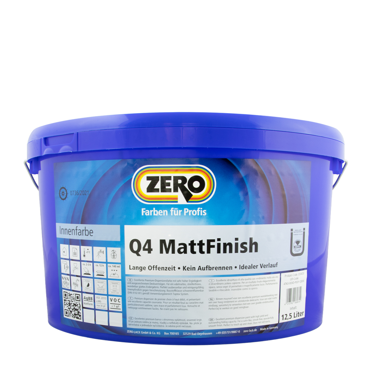 -Innenfarben-Zero-Q4-MattFinish-12-5L-weiss--Premium-Wandfarbe--Innenfarbe Sortiment-Farben