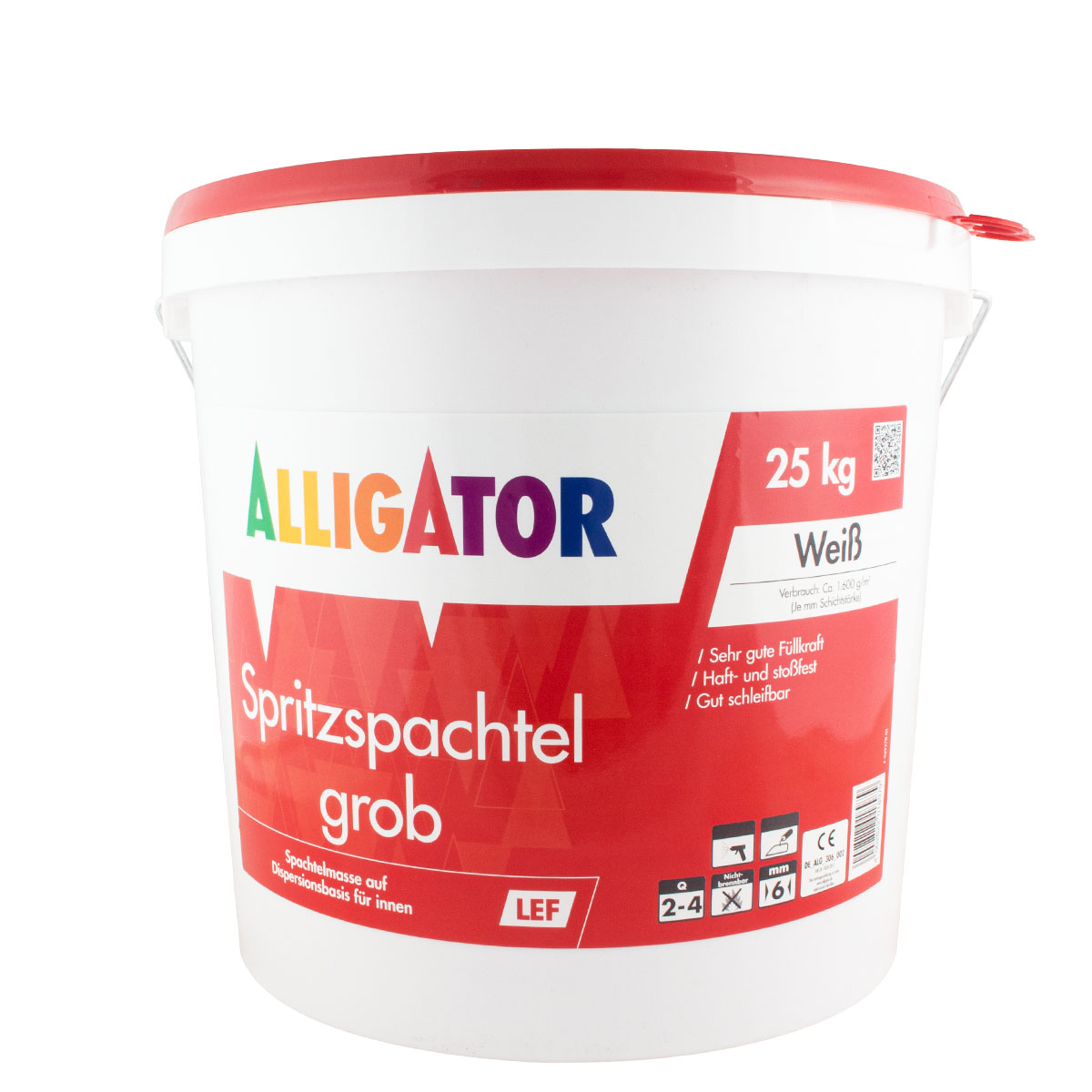 Sortiment-Spachtelmasse---Trockenbau-Alligator -Spritzspachtel-grob-LEF-25kg-Hobbock--Spachtelmasse--Airless-Spachtel